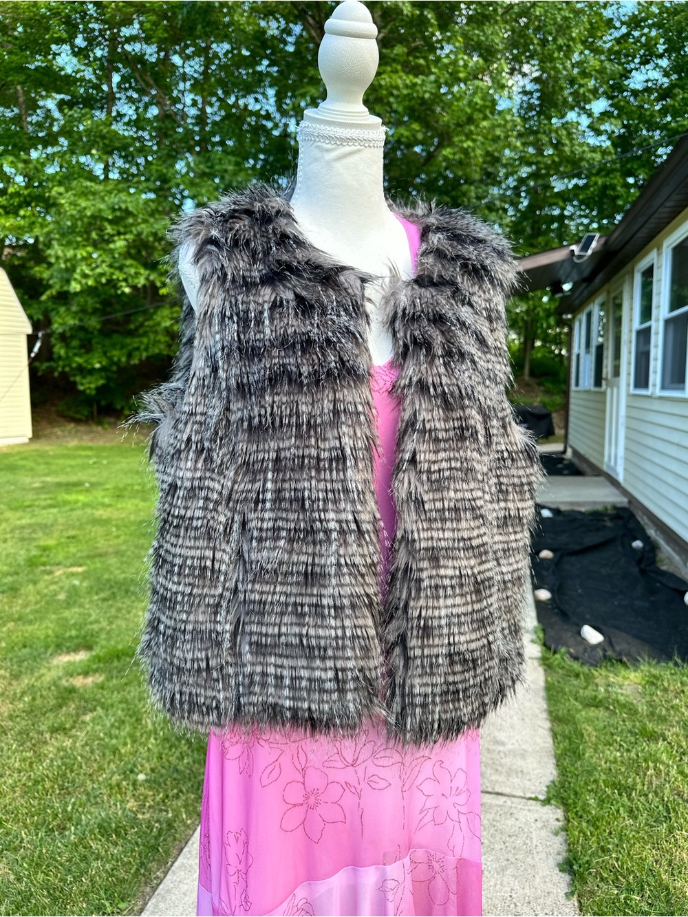 Gray Faux Fur Vest